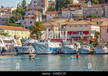 VRSAR, CROATIA - August 11th, 2019: Summer morning in marina in the town of Adriatic sea Stock Photo