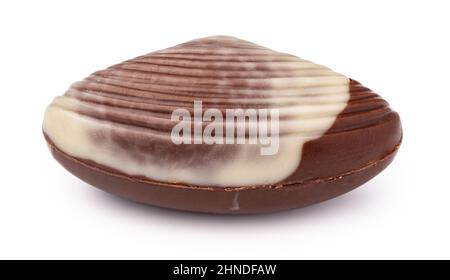 Chocolate sweets shaped as seashells isolated on white background Stock Photo