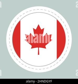 Sticker ball with flag of Canada. Round sphere, template icon. Canadian national symbol. Glossy realistic ball, 3D abstract vector illustration. Big Stock Vector