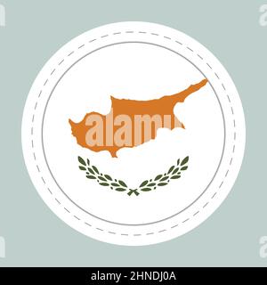 Sticker ball with flag of Cyprus. Round sphere, template icon. National symbol. Glossy realistic ball, 3D abstract vector illustration. Big bubble Stock Vector