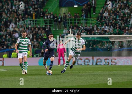 February 15, 2022. Lisbon, Portugal. Manchester City's forward from England Phil Foden (47) in action during the game of the First Leg of Round of 16 for the UEFA Champions League, Sporting vs Manchester City Credit: Alexandre de Sousa/Alamy Live News Stock Photo