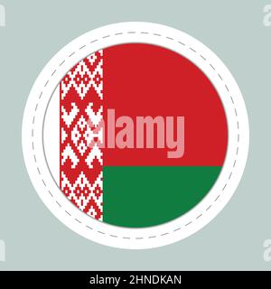 Sticker ball with flag of Belarus. Round sphere, template icon. Belarusian national symbol. Glossy realistic ball, 3D abstract vector illustration Stock Vector