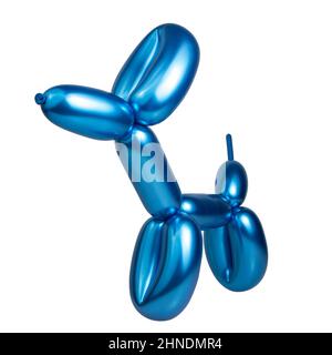 Bright blue model balloon dog isolated on the white background Stock Photo