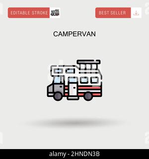 Icon Of Camping Family Caravan Car. Editable Stroke Simple Design ...