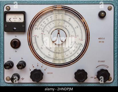 Old measuring device with analog measuring indicator Stock Photo