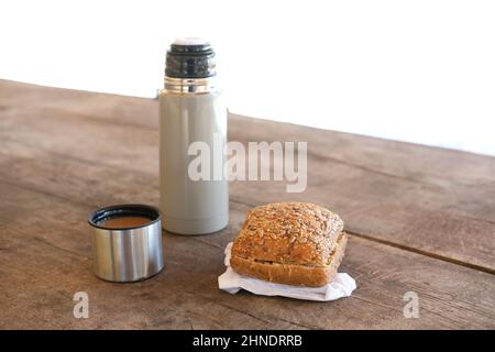 Still Life Thermos Flask Ciabatta Sandwich Stock Photo 1690445233