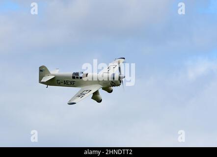 Vintage 1936 Percival Mew Gull  Aircraft in flight Stock Photo