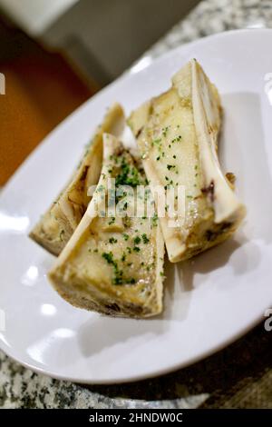 Classic Bone Marrow dish at Craige on Main in Boston, Massachusetts Stock Photo