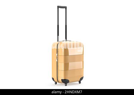 Travel suitcase on wheels, isolated on white background. 3D Rendering