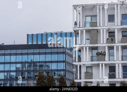 Residential and office building in Wygledow area of Mokotow District of Warsaw, capital of Poland Stock Photo