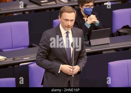 German Finance Minister Christian Lindner delivers his speech during ...