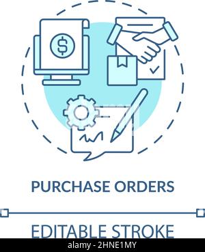 Purchase orders turquoise concept icon Stock Vector