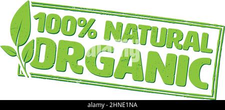 grungy green ORGANIC 100 percent natural rubber stamp isolated on white background, vector illustration Stock Vector