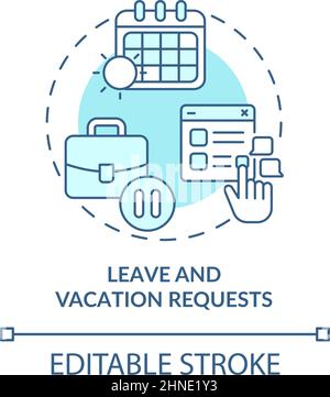 Leave and vacation requests turquoise concept icon Stock Vector