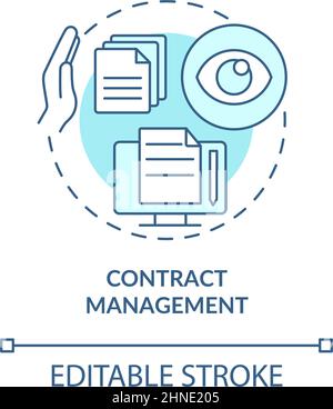 Contract management turquoise concept icon Stock Vector