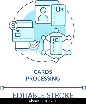 Cards processing turquoise concept icon Stock Vector