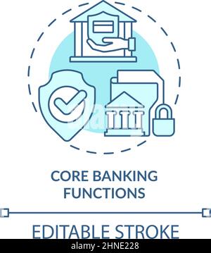 Core banking functions turquoise concept icon Stock Vector