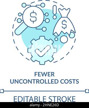 Fewer uncontrolled costs turquoise concept icon Stock Vector