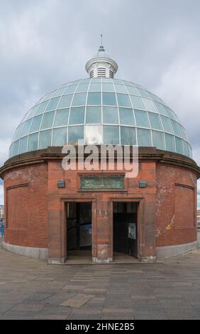 Greenwich Foot Tunnel. A pedestrian tunnel under the River Thames linking Millwall on the north bank and Greenwich on the south. London, England, UK. Stock Photo