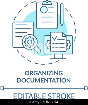 Organizing documentation turquoise concept icon Stock Vector