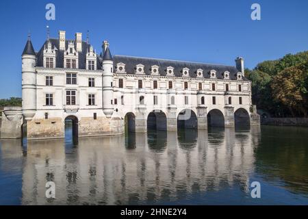 Blois, France - September 10, 2014: Moated castle on the Loire: Chateau de Chenonceau, built between 1515 and 1522, Blois, France Stock Photo