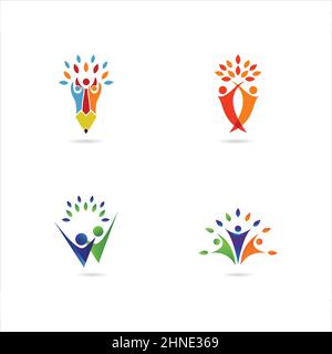 Creative Unity People Partner Logo Design Set Stock Vector