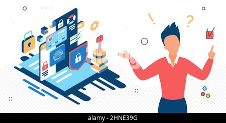 Biometric authentication access verification control. General data protection security system Stock Vector
