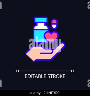 Medical donation pixel perfect RGB color icon for dark theme Stock Vector