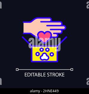 Animal donations pixel perfect RGB color icon for dark theme Stock Vector