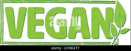grungy green VEGAN rubber stamp isolated on white background, vector illustration Stock Vector