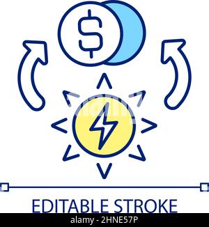 Costs of electrical energy RGB color icon Stock Vector