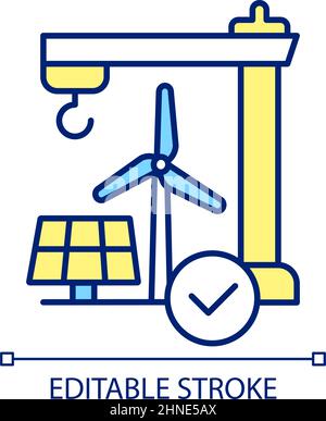 Installing clean energy generating equipment RGB color icon Stock Vector