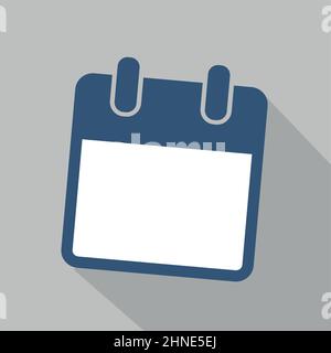 simple blue calendar icon on grey background Stock Vector