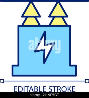Power transformer blue and yellow RGB color icon Stock Vector