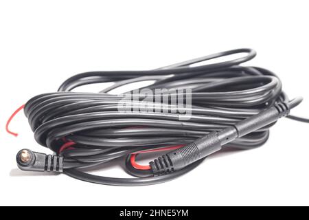 Black USB cable isolated on white background. Stock Photo
