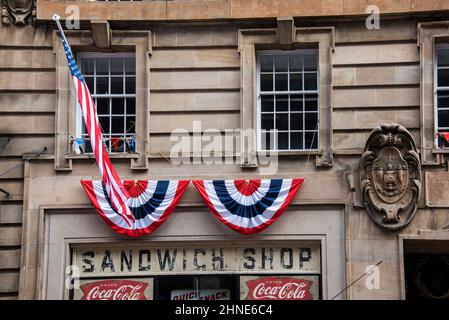 Glasgow City centre as Indiana Jones New York film set. Stock Photo