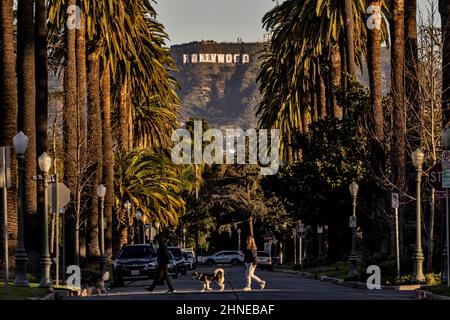 The iconic Hollywood sign was changed to read “RAMSHOUSE” to celebrate the  Los Angeles Rams football team winning the Super Bowl. 2/16/2022 Los  Angeles, CA.,USA (Photo by Ted Soqui/SIPA USA Stock Photo 