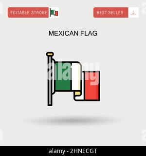 Mexican flag Simple vector icon. Stock Vector