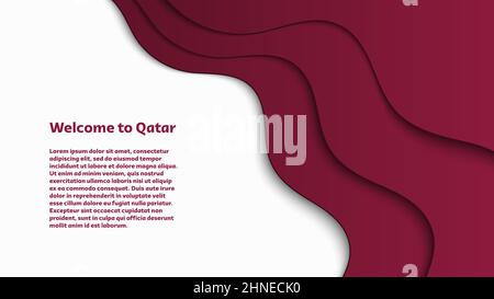 Welcome to Qatar abstract wavy paper cut background for your brochure, banner, flyer or poster design Stock Vector