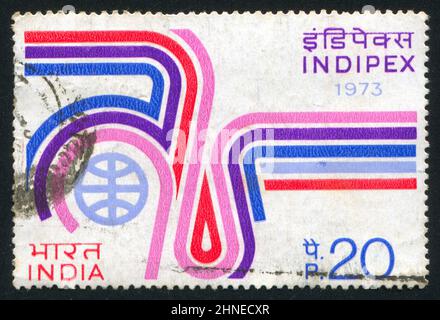 INDIA - CIRCA 1973: stamp printed by India, shows lines, circa 1973 Stock Photo