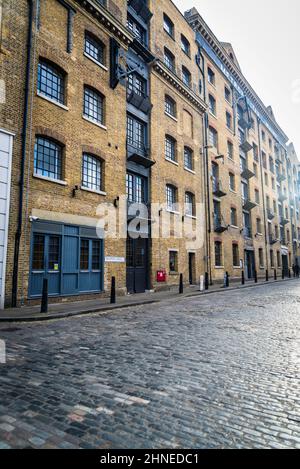 View of Apartments in a converted warehouse, Wapping, a redeveloped former ...