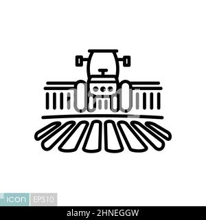 Tractor processes the earth a rural landscape vector icon. Agriculture ...