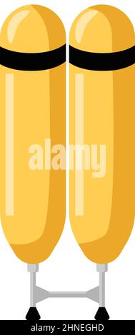 Yellow air cylinder icon isolated on white background. Oxygen tank in flat style. Vector illustration Stock Vector