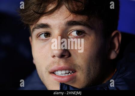 BARCELONA - FEB 13: Nico Gonzalez in the bench during the La Liga match between RCD Espanyol and FC Barcelona at the RCDE Stadium on February 13, 2022 Stock Photo