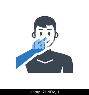 Avoid face touch related vector glyph icon. Stock Vector