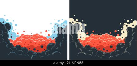 Puff clouds border in comic book cartoon style Stock Vector