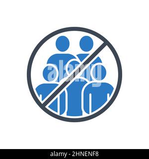 Avoid crowded places related vector glyph icon Stock Vector