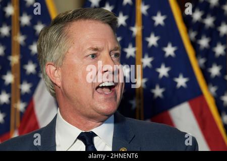 Washington, USA. 16th Feb, 2022. US Senator Roger Marshall(R-KS) speaks about US Economic Inflation during a press conference today on February 16, 2022 at Russell Senate/Capitol Hill in Washington DC, USA. (Photo by Lenin Nolly/Sipa USA) Credit: Sipa USA/Alamy Live News Stock Photo