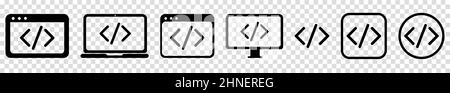 Coding icons set. Vector illustration isolated on transparent background Stock Vector