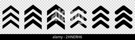 Set of chevron icons. Vector illustration isolated on transparent background Stock Vector